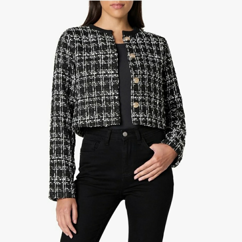 The Drop Women's Aida Cropped Boucle Jacket Blazer